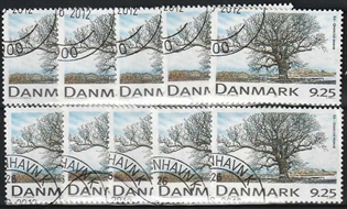 FRIMÆRKER DANMARK | 1999 - AFA 1199 - Danske løvtræer - 9,25 Kr. Eg x 10 stk. - Pænt hjørnestemplet